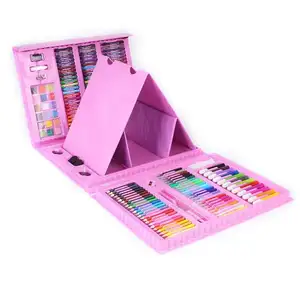 208 pièces ensemble de dessin couleur plomb rose bleu Crayon aquarelle stylo enfants dessin ensemble boîte-cadeau Pack jouets