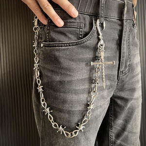 Atacado Novo Design Hip Hop Homens Thorn Cintura Cadeia Moda Rock Jóias Calças Cadeia Gothic Cross Crânio Calças Cadeia (TC216) - Product Image 1