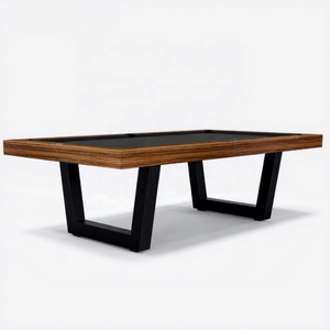 Mesa de billar de 7 pies de madera maciza de teca y mesa de ping-pong con combo de comedor de snooker, bolsillos de cuero y tablero de comedor - Product Image 5