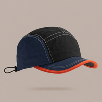 Casquette Vintage Patchwork 5 Panneaux Séchage Rapide Imperméable Légère pour Camping Course à Pied avec Cordon Réglable pour Sports de Plein Air