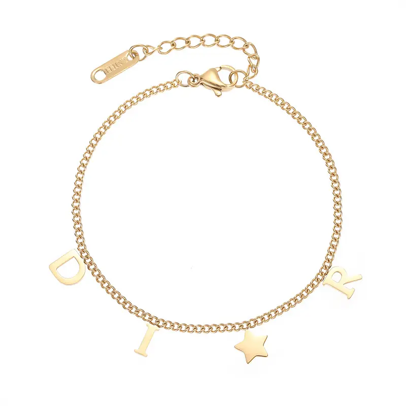 Pulsera de Acero Inoxidable Chapado en Oro Real de 18K para Mujer