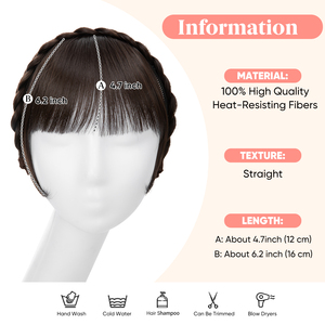 Serre-tête à franges tressées synthétiques d'aspect naturel, accessoire capillaire soigné pour femmes et filles - Product Image 3
