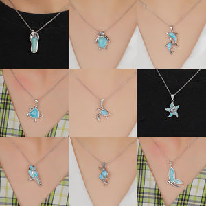 Liontin hewan laut perak 925 dengan Larimar dengan cermat dibuat untuk pakaian elegan gaya lucu untuk pesta dan hadiah - Product Image 2