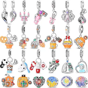 Original 925 Sterling Silber Charm-Perlen Leuchtende Laterne Engel Magische Katze Dschungel Anhänger-Perle für Armband Charm-Schmuck - Product Image 1