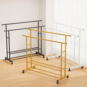 Perchero Metálico Móvil de Doble Barra de 120 cm con Estantes de Almacenamiento, Perchero para Ropa y Zapatos para Dormitorio o Balcón - Product Image 5