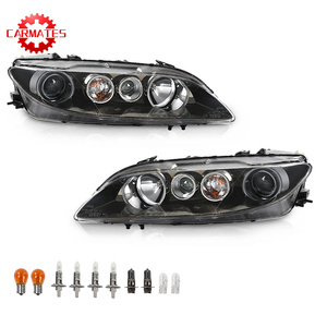 Faros Delanteros Halógenos Negros Transparentes Compatibles con <span class=keywords><strong>Mazda</strong></span> <span class=keywords><strong>6</strong></span> 2006 <span class=keywords><strong>2007</strong></span> 2008 Lado Izquierdo+Derecho GP7A510L0B GP7A510K0B MA2502134 MA2503134 - Product Image 1