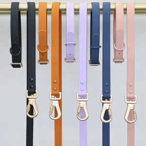 Wholesale soft pvc waterproof dog buckle collar leash with name tag luxury fashion adjustable dog collar lead set