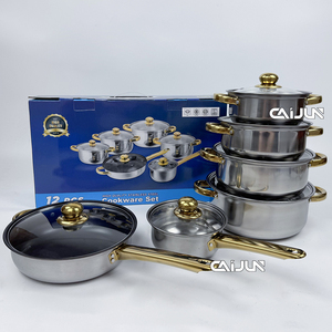 Bán hot-Piece cổ điển không dính Cookware Set Chất lượng cao thép không gỉ chậu và chảo cổ điển phong cách thiết kế - Product Image 4