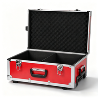 Chariot en aluminium rouge personnalisable, échantillon roulant, valise de transport avec poignée télescopique, mousse EVA rembourrée, support OEM facile à transporter