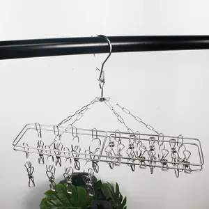 GREENSIDE Cheap Price Drying Rack with 16 clips Wind-Proof Clothes Durable Metal Shoes Slipper hanger