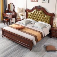 Ensemble de chambre à coucher en bois massif de style américain, luxe, antique, vintage, durable, de qualité supérieure, pour salle à manger et chambre d'hôtel
