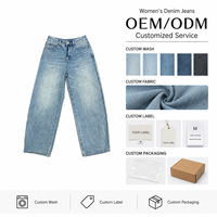 Jean Boyfriend Femme Taille Haute Délavé Effet Usé Jambe Large Ourlet Courbé Respirant Ample Longueur Intégrale Style Y2K