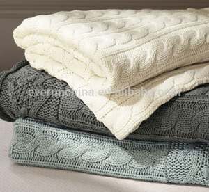 50cf96 100% algodón 100% acrílico 100% lana Mohair hecho a mano Chunky Cable tejido piel sintética <span class=keywords><strong>Sherpa</strong></span> manta trasera - Product Image 4