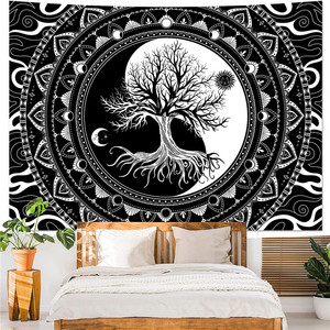 Vie cosmique <span class=keywords><strong>arbre</strong></span> tapisserie rêveur grand <span class=keywords><strong>arbre</strong></span> <span class=keywords><strong>mur</strong></span> couverture mystérieux soleil lune fond paysage tenture murale tissu pour chambre - Product Image 5
