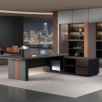 Nouveau bureau moderne en forme de L pour la direction Niveau E0 Bureau de luxe en bois pour directeur Patron Bureau du PDG pour