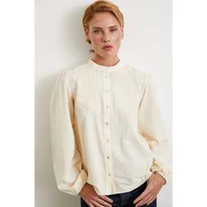 Chemise bohème en lin crème pour femme, vintage, lavable, à manches longues, pour tous les jours - Product Image 6