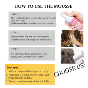 OEM/ODM Set de Envoltura de Secado Rápido de 200 ml para Cabello Rizado, Crema de <span class=keywords><strong>Mousse</strong></span> de Fijación Fuerte con Aceite de Coco para Controlar el Frizz y Peinar - Product Image 3
