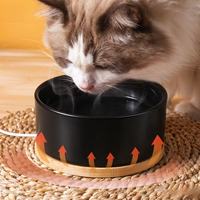 Bol d'eau chauffant pour chat en céramique thermostatique pour l'hiver, chauffe-eau pour animaux de compagnie pour chiens et chats, fontaine à eau pour chat pour l'hiver