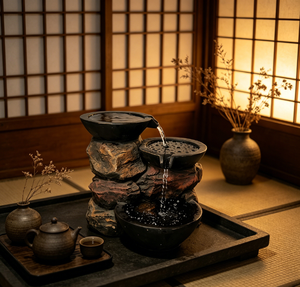 <span class=keywords><strong>Fontaine</strong></span> à cascade à 3 niveaux, alimentée par l'énergie <span class=keywords><strong>solaire</strong></span>, en résine, pour table, avec son apaisant pour la méditation <span class=keywords><strong>zen</strong></span> et la décoration intérieure - Product Image 1