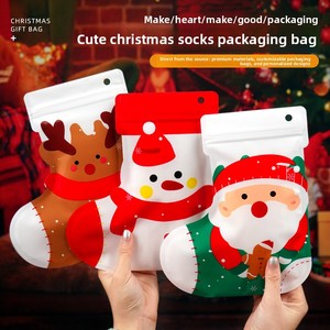 <b>Christmas</b> Cartoon Stocking-Shaped Children's High-End Portable Plastic <b>Gift</b> <b>Bag</b> for Snack - Product Image 2