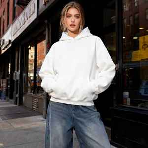 TKAN439D Impression sérigraphique personnalisée, sweat-shirt pour femme, hiver, grande taille, ample, coton lourd, garde au chaud, couleur unie, anti-froissement - Product Image 1