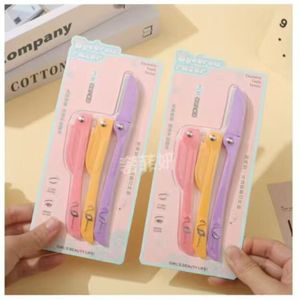 Ensemble de tondeuses à sourcils, rasoir pliant en acier inoxydable pour hommes et femmes, 3 couleurs dans un paquet - Product Image 1