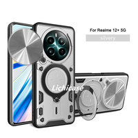 Étui de protection pour téléphone Lichicase avec motif CD, couvercle coulissant pour objectif d'appareil photo, support magnétique, coque rigide pour Realme 12 Pro Plus