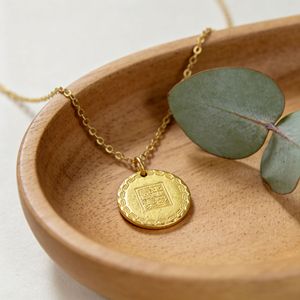 Collier avec pendentif rond en argent Sterling S925, chaîne en or de 405Cm, style chinois rétro, cadeau pour femmes - Product Image 3