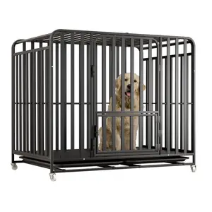 Grande cage de chenil pour chien en acier inoxydable solide Cages de caisse pour animaux de compagnie en gros (livraison rapide)