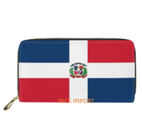 Dompet Bendera Dominika Dompet Panjang Kulit Dengan Kapasitas Besar Dompet Kulit Cocok untuk Wanita Perjalanan Penggunaan Sehari-hari