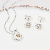 Guangzhou Sterling Argent Boucle D'oreille Et Collier Fleur De Naissance Collier Ensembles