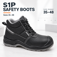 Bottes de sécurité personnalisées S1P EN ISO 20345 en cuir croûte, chaussures de travail montantes avec doublure en maille, bande réfléchissante et double semelle en PU – Vente en gros