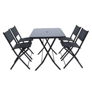 Fabrik-Bistro-Klappstühle und Tisch-Set Tragbare Stahlstühle Rechteckiger Glastisch Garten-Esszimmer-Set - Product Image 1