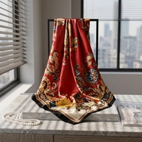 Nouveau design personnalisé, écharpe oversize 90, foulard de luxe imprimé 100% polyester, écharpe de tête en soie, châle, hijab musulman, vente en gros