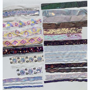 Tự làm quần áo may phụ kiện sequined lưới Organza vải ren cho trang phục trang phục vàng chủ đề tùy chỉnh đính cườm vải ren - Product Image 6