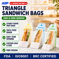 Papier d'emballage pour sandwich en plastique, jetable, pour le camping en plein air, facile à déchirer, sacs à sandwich triangulaires en plastique