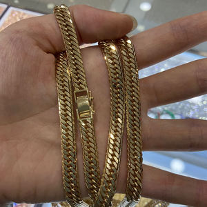 Dây chuyền Hip Hop Curb Link AU750 mạ vàng nguyên chất dành cho nam, trang sức vàng <span class=keywords><strong>Dubai</strong></span> <span class=keywords><strong>18k</strong></span>, dây chuyền Punk dành cho nam - Product Image 1