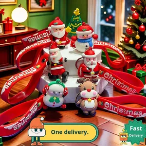 Portachiavi Compatto Portatile con Design Natalizio a Cartone Animato di Babbo Natale, Decorazione Natalizia Raffinata, Regalo Ecologico Personalizzabile - Product Image 2