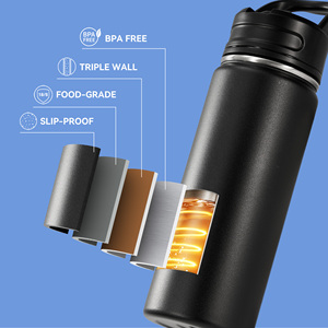 Botella de Agua de Acero Inoxidable de Triple Pared de 18 oz con Tapa de Paja Abatible, Asa Portátil, Mantiene el Calor por 12 Horas y el Frío por 24 Horas, a Prueba de Fugas, Aislada, Libre de BPA - Product Image 3