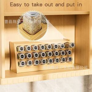 Wooden Spice Rack Desktop Organizer 12+ Compartments Solid Wood Multi Tier <b>Storage</b> <b>Tray</b> for Kitchen Spices Essential Oils - Product Image 2