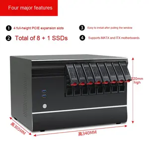 8-Bay NAS involucro USB 3.0 silenzioso Server di archiviazione <span class=keywords><strong>Cloud</strong></span> aziendale a piena altezza scheda grafica ATX MicroATX Stock - Product Image 3