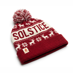 Bonnet Jacquard Personnalisé pour les Fêtes avec Pompon, Chaud et Épais, en Maille Brodé, Bord Relevé, Bordeaux – Vente en Gros Fabricant - Product Image 2