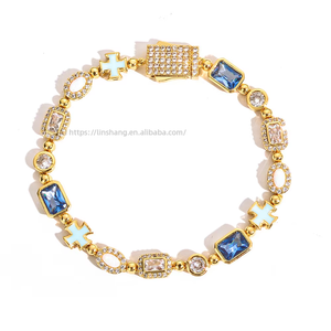 สร้อยข้อมือแบบไขว้ขนาด 6 มม. ประดับด้วยอัญมณีหลากสีสัน สร้อยข้อมือโอปอลแฟชั่นสำหรับผู้ชาย ดีไซน์เท่ห์ ทันสมัย - Product Image 5