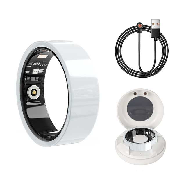 Smart Ring Men Women Health Fitness Tracker Ultra-Slim Ceramic IP68 Waterproof Heart Rate Sleep Activity Control App Control