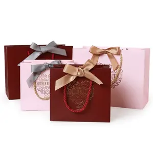 LuxuryChina יצרנים אישית יוקרה בוטיק giftbag אריזה אישית ורוד נייר תודה מתנת שקיות עם לוגו הדפסה