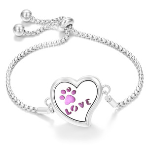 Bracelet diffuseur d'huiles essentielles en alliage de zinc plaqué argent en forme de cœur, anti-moustiques, anti-stress - Product Image 5