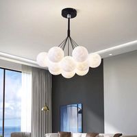 Lustre en verre sphérique de luxe nordique APCITL avec finition LED noir/or pour la maison et les restaurants