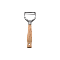 Éplucheur de melon en acier inoxydable avec manche en bois, couteau à éplucher, gadget de cuisine avec boîte d'emballage