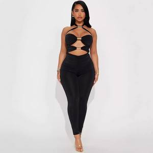 C0461 Combinaison dos nu à bretelles de couleur unie sexy <span class=keywords><strong>pour</strong></span> femmes - Product Image 3