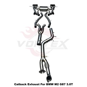 Système d'échappement Catback Vortex SS304 à longueurs égales avec soupapes pour BMW M2 G87 S58 3.0T 2023-2026, montage direct, échappement central à quatre sorties - Product Image 3
